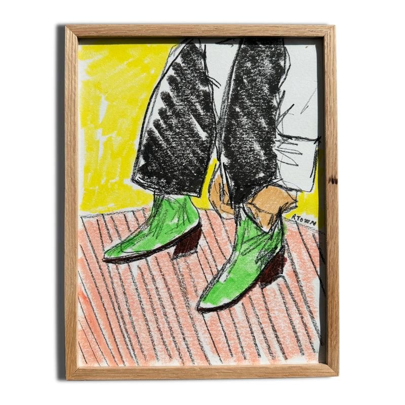 Life’s Better with Green Boots, Mixed Media Painting